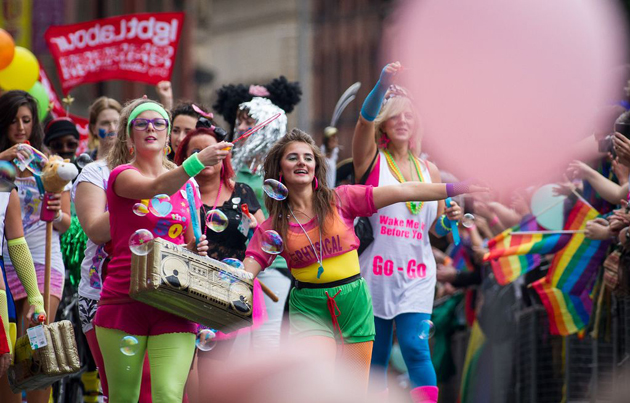 Students take part at a Gay pride march in Manchester, in 2013.,manchester LGTB