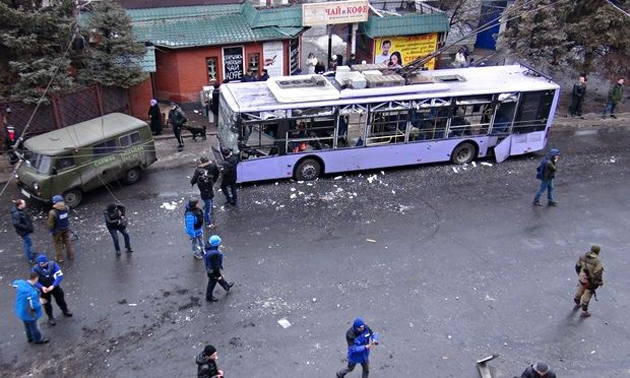 Donetsk bus stop explosion