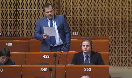 Ukraine's Ungaryan was one of the most active speakers in the debate. / Video caption CoE live stream