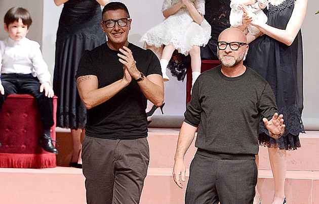 Archive image of designers Domenico Dolce and Stefano Gabanna, after one of their fashion shows. / AFP,Dolce Gabanna, children