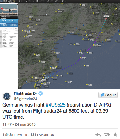 FlightRadar application shows the itinerary of the flight / Twitter