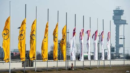 Lufthansa and Germanwings flags are flying at half mast / EPA