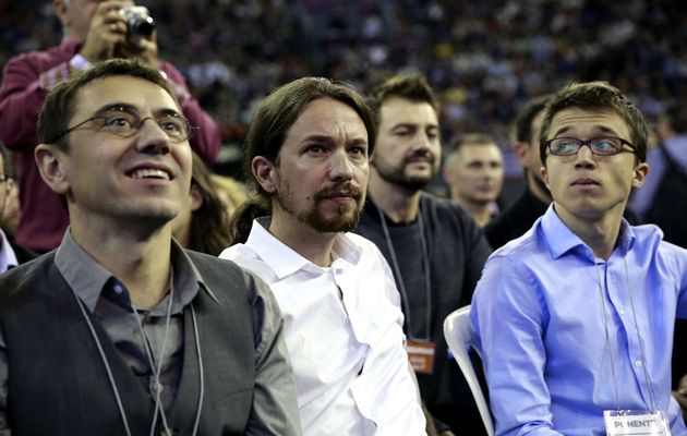 The leaders of Podemos: Juan Carlos Monedero, Pablo Iglesias and Íñigo Errejón. ,