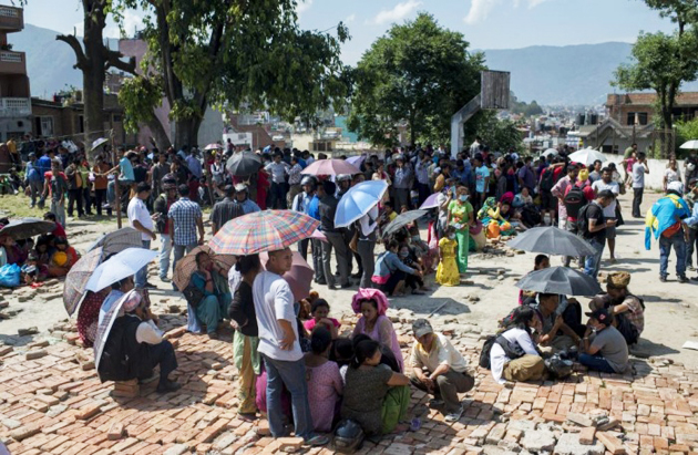 People gathered outside after a new earthquake in Nepal / Getty Images,nepal, streets