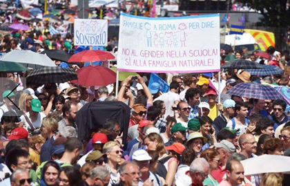 Thousands supported family in the rally in Rome.