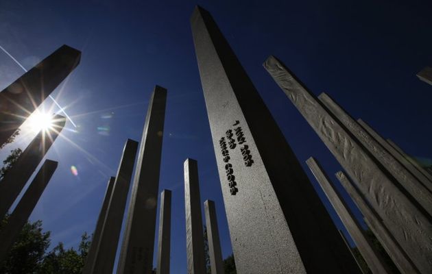   Columns for the victims of the London bombings at the 7/7 memorial at Hyde Park /EPA,