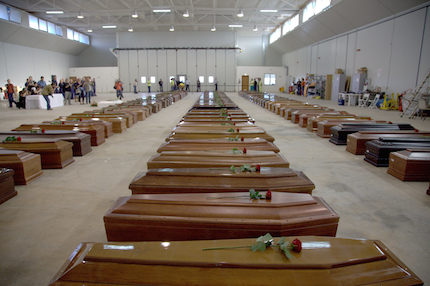 Coffins in Lampedusa. / UNHCR - Francesco Malavolta