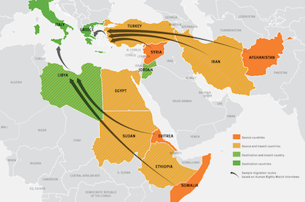Refugees route. / HRW - UNHCR