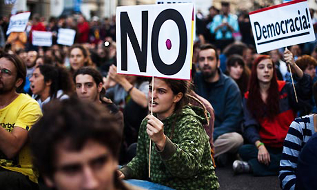Anti-austerity protest in Spain, in 2012. / Corbis,protesta, democracia, España