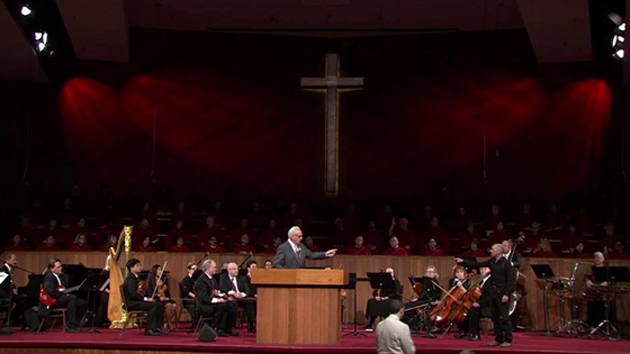 The moment the self-proclaimed prophet approaches John MacArthur, at Grace Community Church.,MacArthur, Grace Community Church, cessationism, prophet, platform, 2015