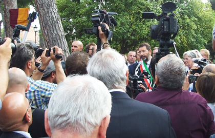 Mayor of Rome Ignazio Marino, speaking at the Piazza Martin Lutero ceremony. / S. Bogliolo