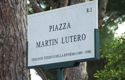 Martin Luther square in Rome, Italy