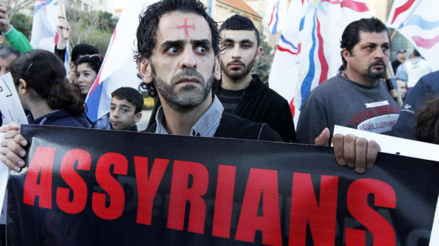 Assyrian Christians who fled the unrest in Syria and Iraq demonstrate Beirut, Lebanon. / EPA,assyrian christians, demonstration
