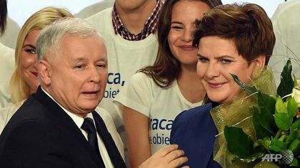 Beata Szydlo and party leader Kaczynski