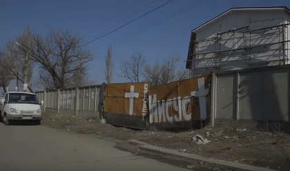 A Baptist church building in Donetsk, occupied by DPR soldiers. / Vice News