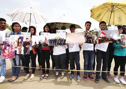 Protesters in Jakarta after chuches closures.