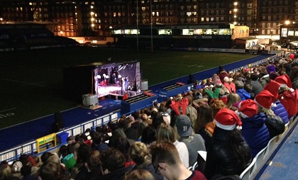 The CUs in Cardiff had their carol service in the football stadium. / UCCF