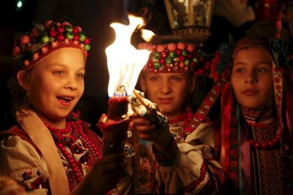 Crimean Christian children during Easter service