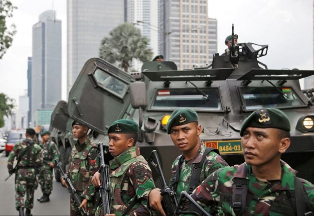 jakarta, indonesia, soldiers, 14 january