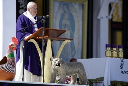 Pope Francis during the mass in San Cristobal de las Casas, Chiapas. / AP