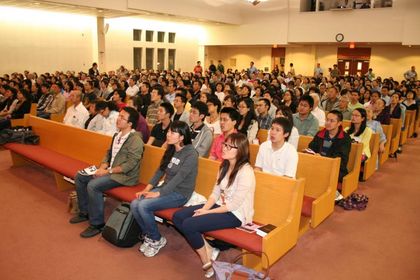 Chinese students in a university worship service.