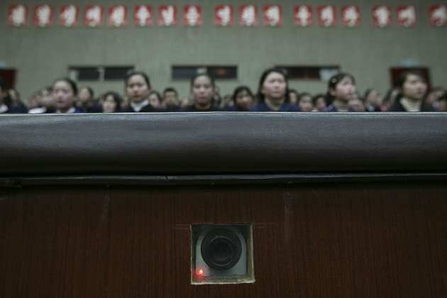 A camera is embedded in the wall and used to record inside an auditorium at the Mangyongdae Schoolchildren's Palace in Pyongyang, North Korea, 27 February 2008. / David Guttenfelder,David Guttenfelder, north korea, photos, kim, 