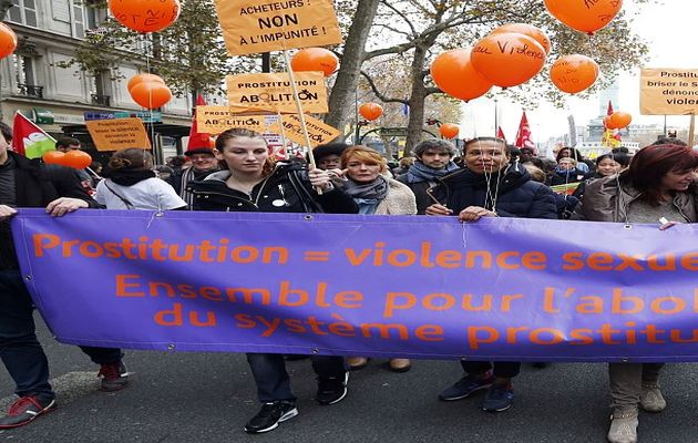 A demonstration against prostitution in France,