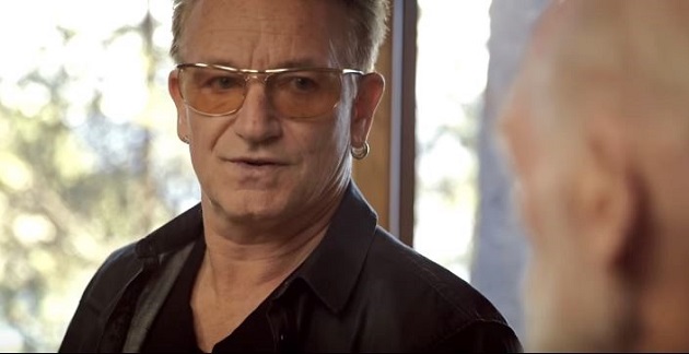 Bono talks to Eugene Peterson, in a moment of the film. / Video caption,fuller, bono, video, film, full, video, eugene peterson, bible, psalms, god