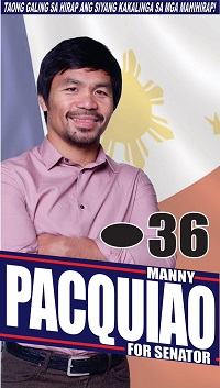 Pacquiao could become Senator this weekend.