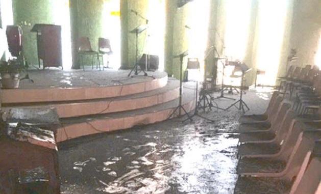 The evangelical church in Manosque, after the attack. / Le Dauphine,manosque, evanglique