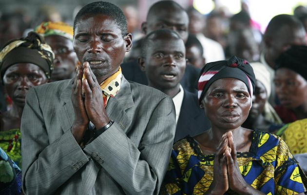 Chritians praying in Congo,