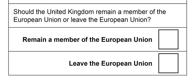 A sample of the ballot paper which voters use at the referendum. / Wikimedia,ballot, referendum, vote