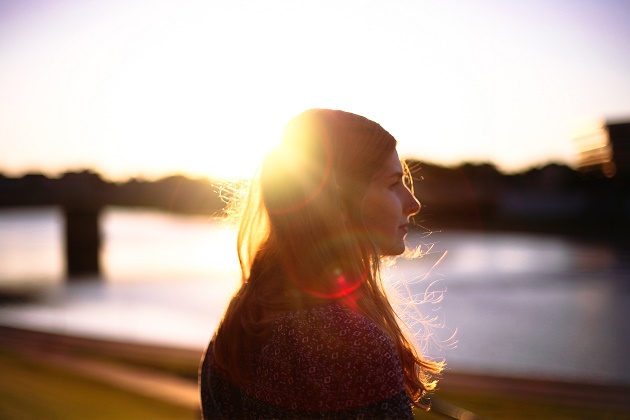 woman, sea, 