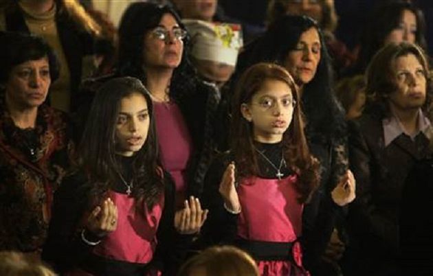 Coptic Christians in a worship service in Egypt,