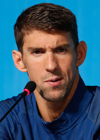 Michael Phelps in a press conference  Rio 2016. / Wikimedia