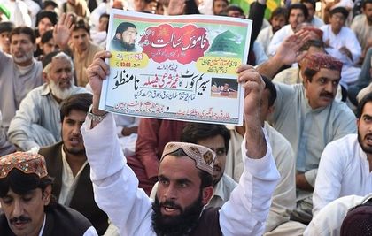 A demonstration against blasphemy laws