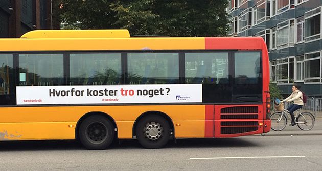 One of the atheist ads in the Danish buses,