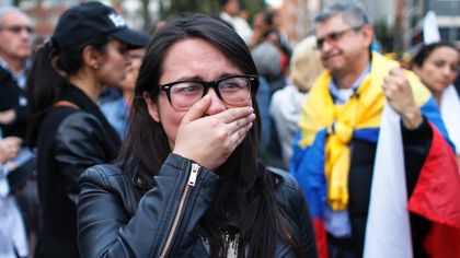 A supporter of the agreement cries after the result /Reuters