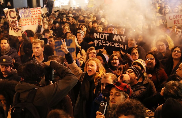 Anti-Donald Trump protesters in New York after the election.  / Getty ,
