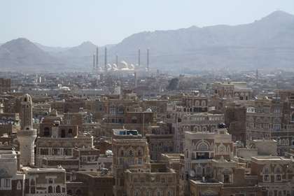 View on the city of Sana’a. In the background, the Al Saleh mosque in the south part of the city./ OD