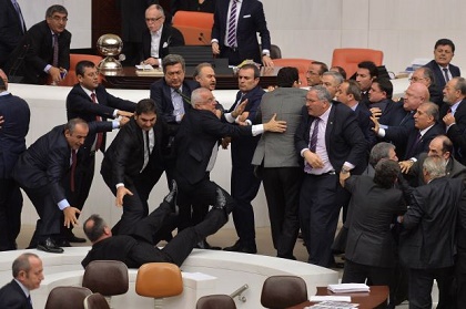 A fight erupted in the Turkish parliament on January 19, 2017. / Agencies