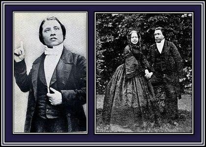 On the left, a young Spurgeon preaching. On the right, Spurgeon with his beloved wife, Susannah.