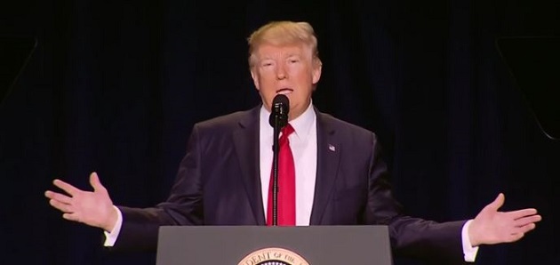 Donald Trump speaks at the 2017 National Prayer Breakfast, in Washington. / Live video, Washington Post,trump, prayer, breakfast
