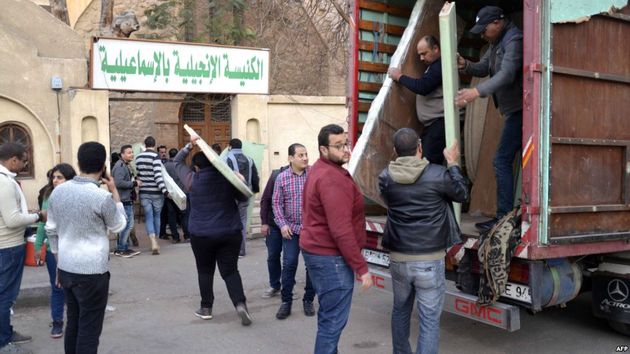 Refugees have now taken refuge in the Evangelical Church of  Ismailiya. / France24,