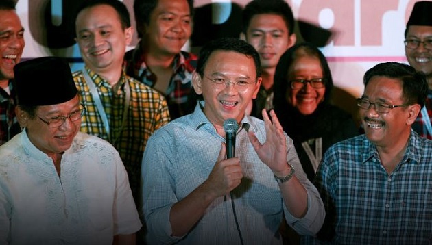 Purnama Ahok addresses the media after conceding defeat in the Jakarta election, April 19. / Reuters,