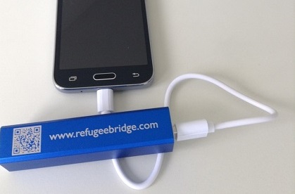 A power bank with the QR code to the app website. / TWR