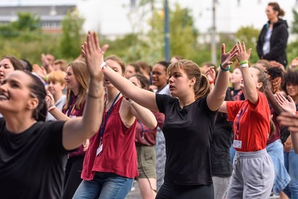 A flashmob dance was practiced. / BTF