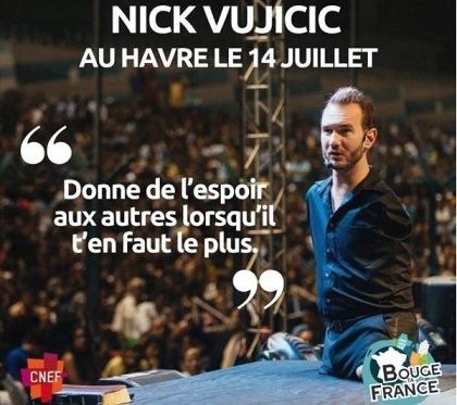 Nick Vujicic will be the invited speaker at the Ocean stadium. / BTF