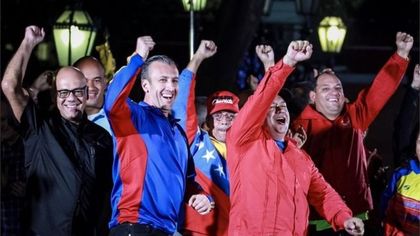 Maduro celebrates his victory on Sunday.