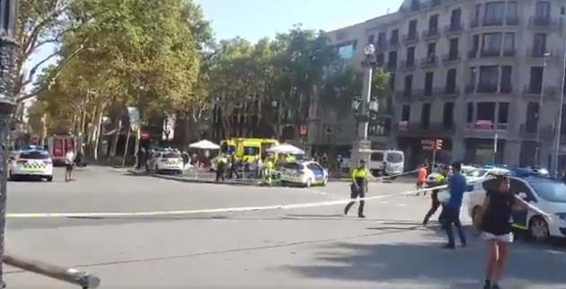 Image of the centre of Barcelona after the attack.,